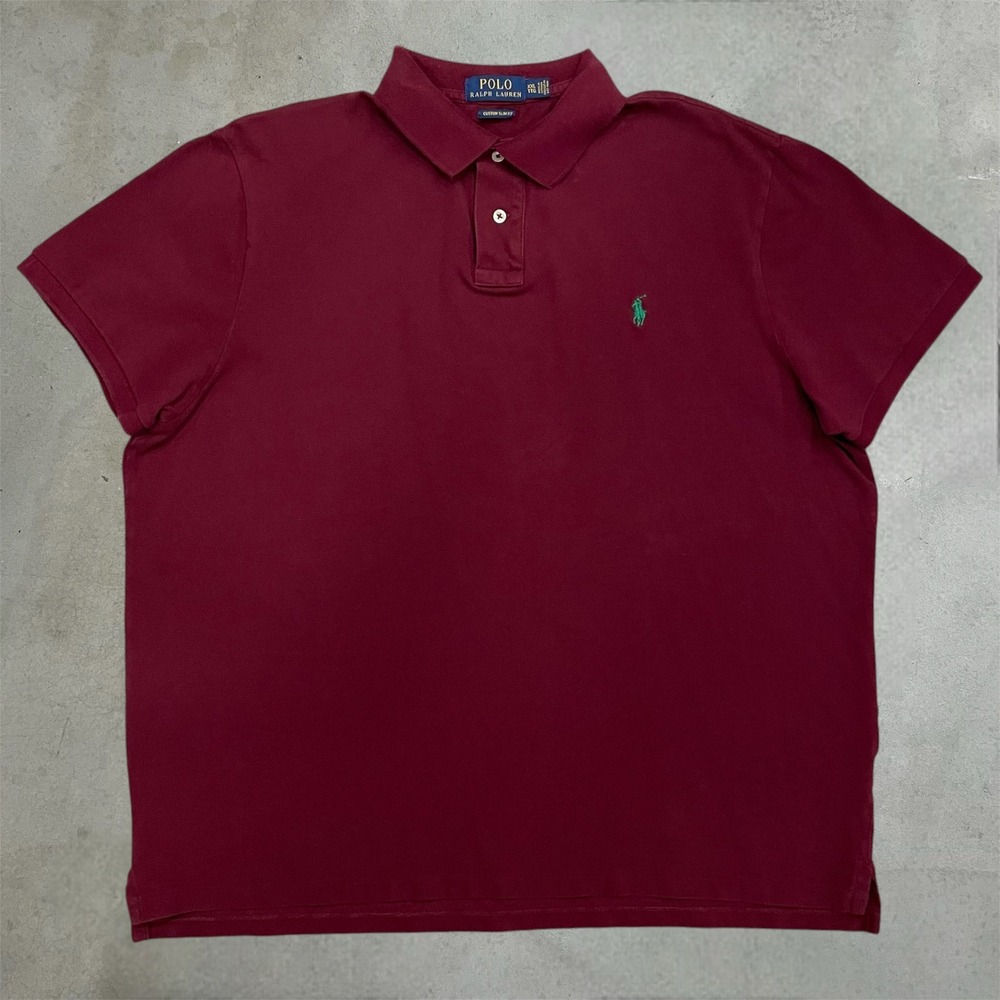 Polo Ralph Lauren Polo Shirt Mens XXL Burgundy Custom Slim Fit Maroon Pique Logo